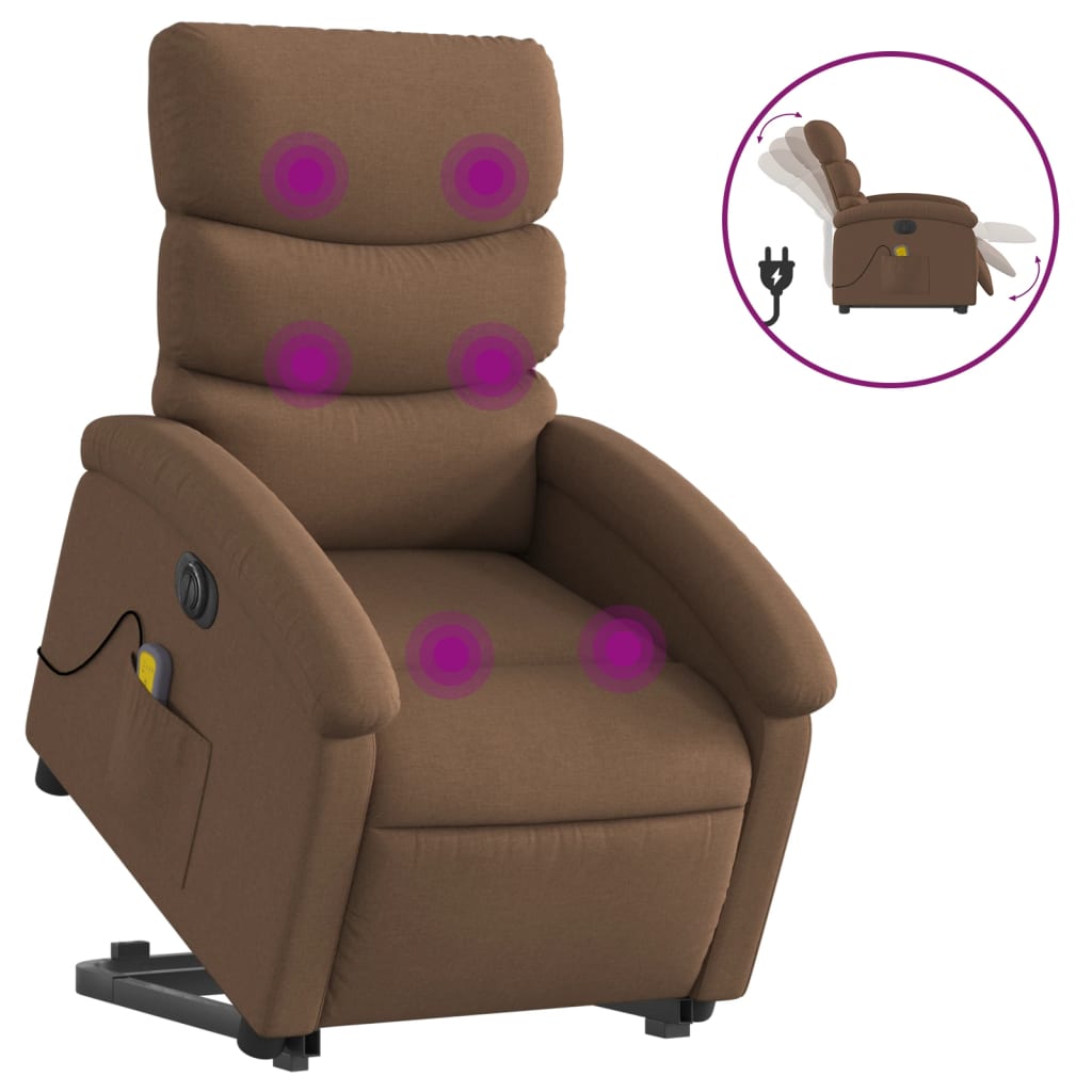 Sta-op-massagestoel elektrisch verstelbaar stof bruin is nu te koop bij PeponiXL, paradijselijk wonen!