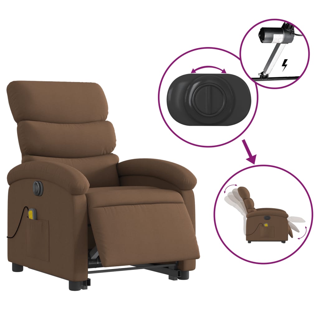 Sta-op-massagestoel elektrisch verstelbaar stof bruin is nu te koop bij PeponiXL, paradijselijk wonen!