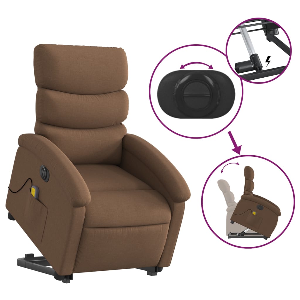 Sta-op-massagestoel elektrisch verstelbaar stof bruin is nu te koop bij PeponiXL, paradijselijk wonen!