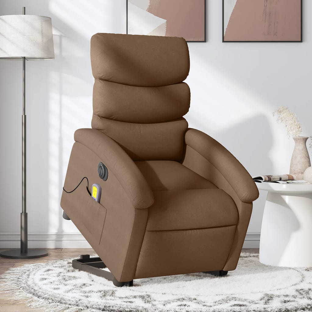 Sta-op-massagestoel elektrisch verstelbaar stof bruin is nu te koop bij PeponiXL, paradijselijk wonen!