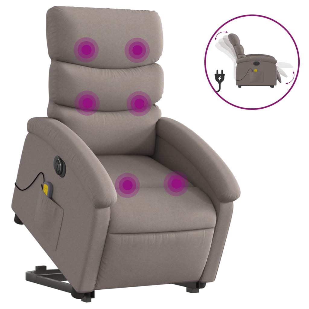 Sta-op-massagestoel elektrisch verstelbaar stof taupe is nu te koop bij PeponiXL, paradijselijk wonen!