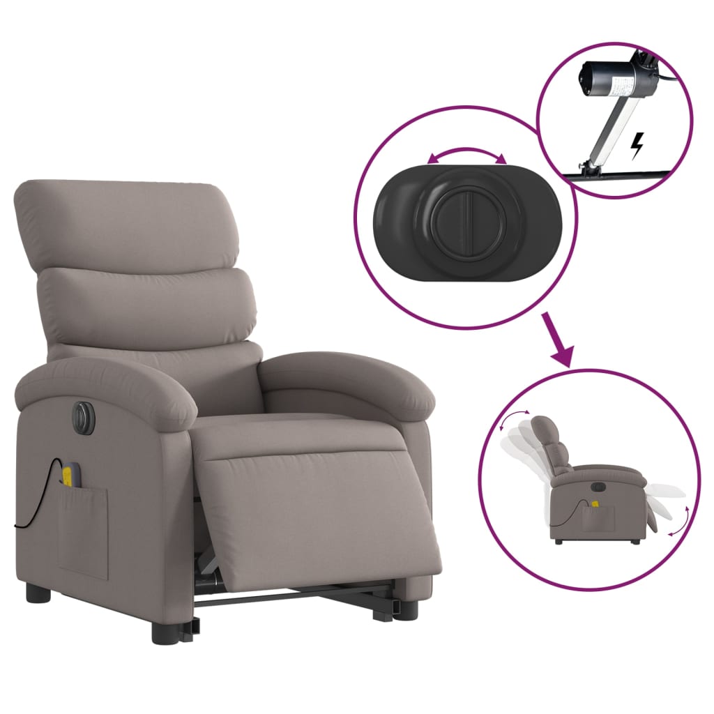 Sta-op-massagestoel elektrisch verstelbaar stof taupe is nu te koop bij PeponiXL, paradijselijk wonen!