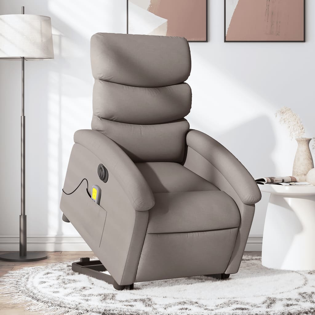 Sta-op-massagestoel elektrisch verstelbaar stof taupe is nu te koop bij PeponiXL, paradijselijk wonen!