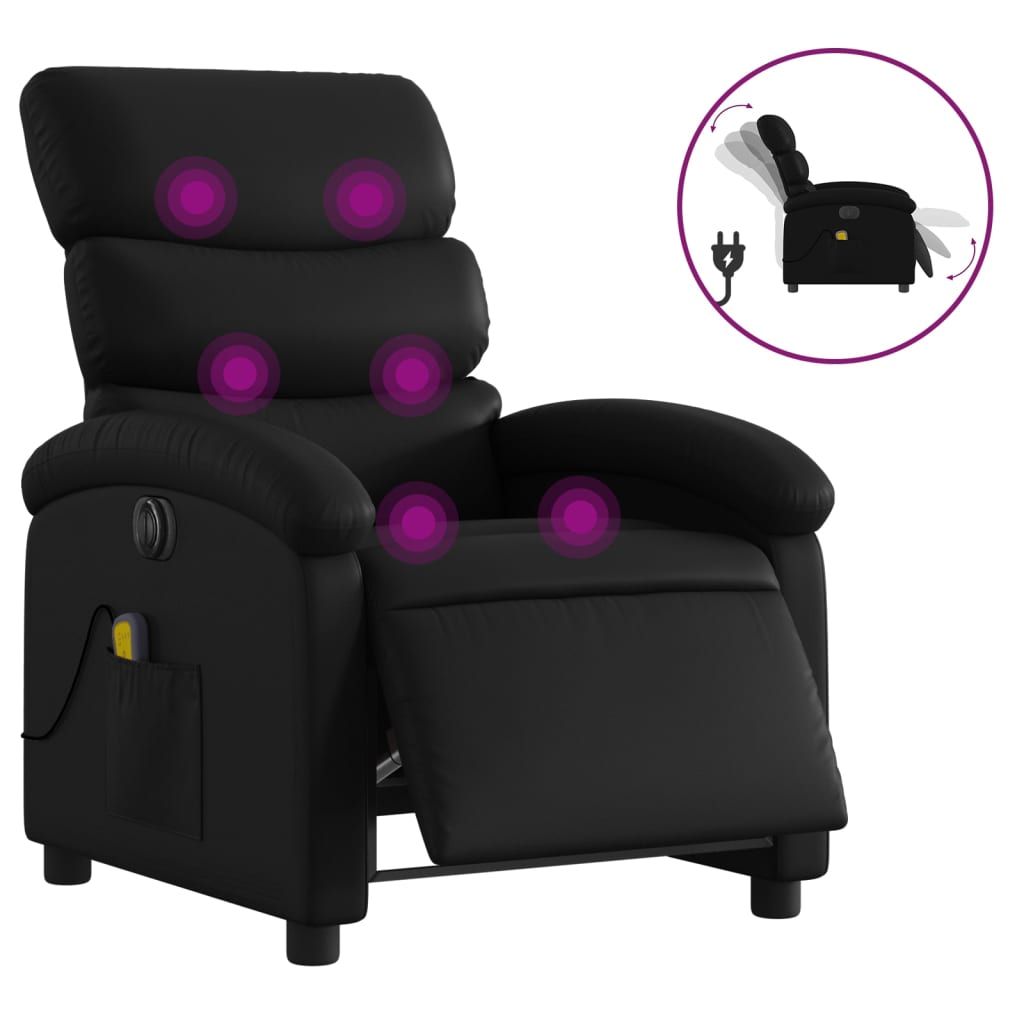 Massagestoel verstelbaar elektrisch kunstleer zwart is nu te koop bij PeponiXL, paradijselijk wonen!