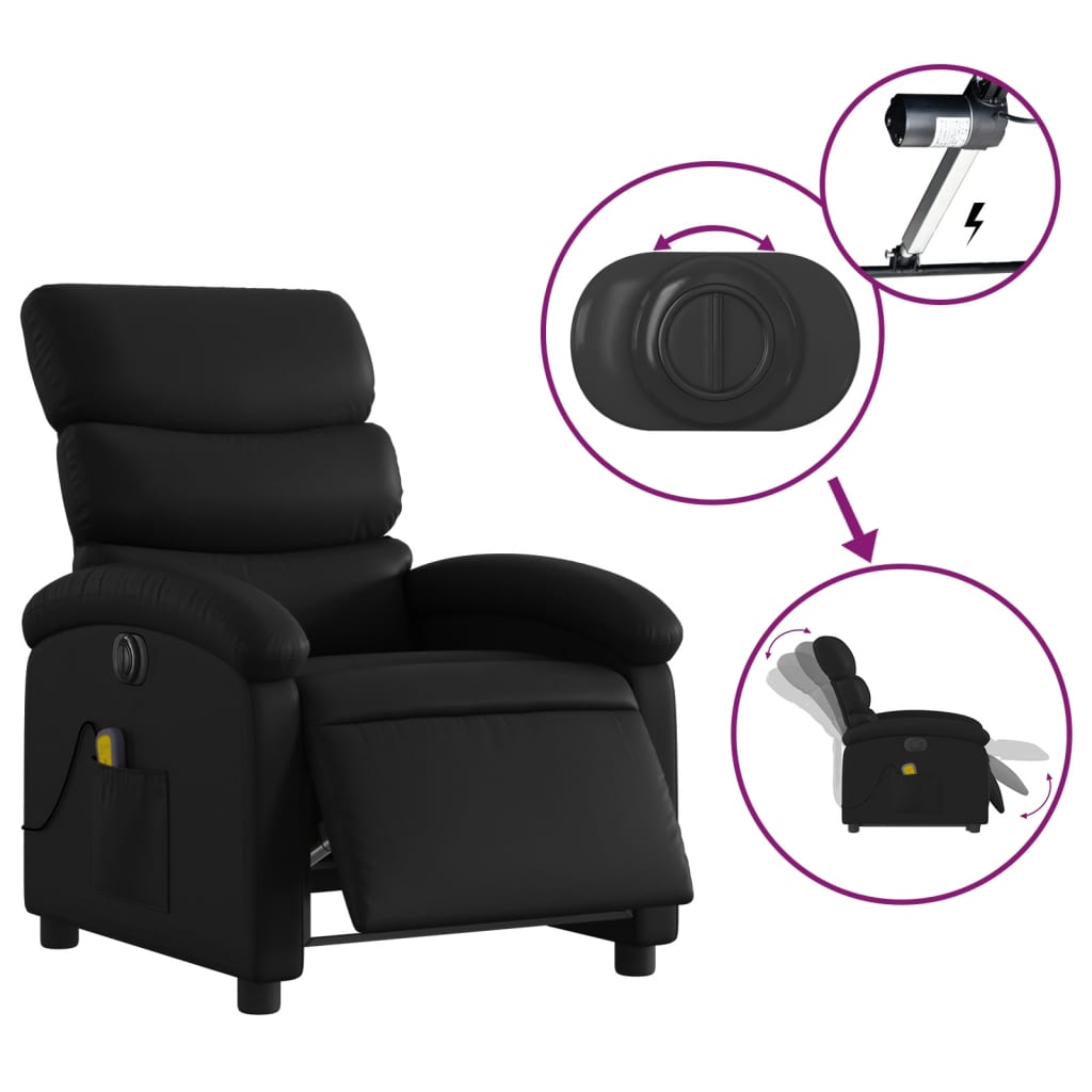 Massagestoel verstelbaar elektrisch kunstleer zwart is nu te koop bij PeponiXL, paradijselijk wonen!
