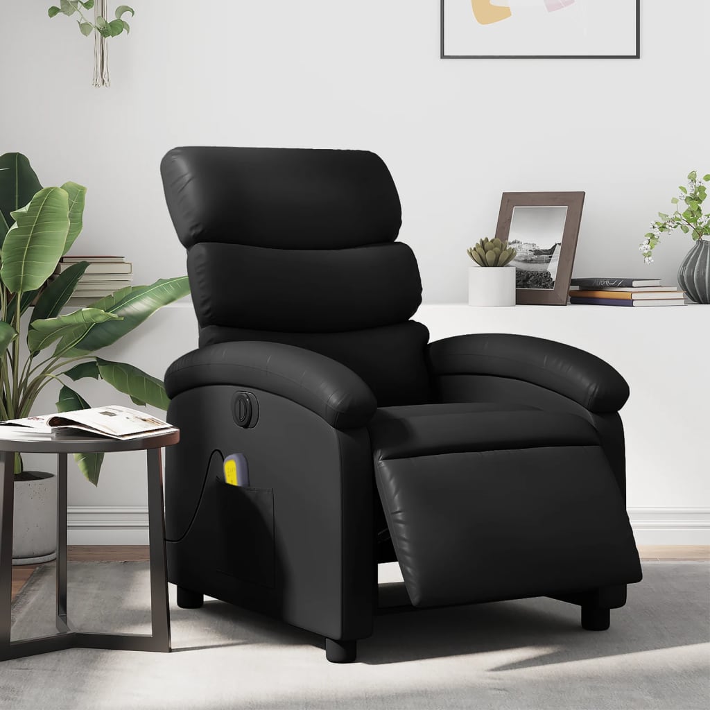 Massagestoel verstelbaar elektrisch kunstleer zwart is nu te koop bij PeponiXL, paradijselijk wonen!