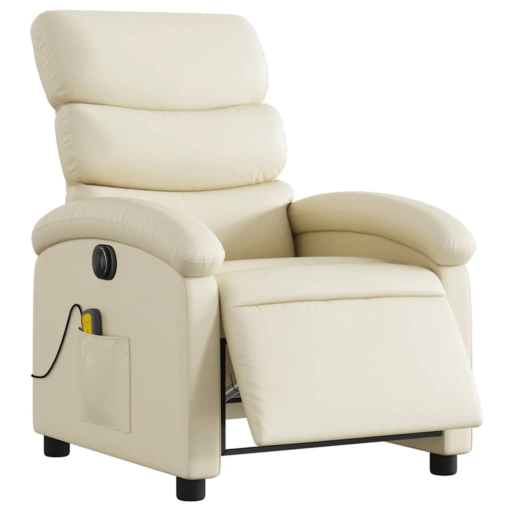 Massagestoel verstelbaar elektrisch kunstleer crèmekleurig is nu te koop bij PeponiXL, paradijselijk wonen!