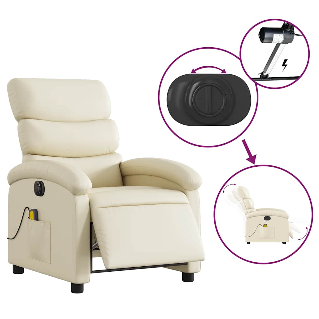 Massagestoel verstelbaar elektrisch kunstleer crèmekleurig is nu te koop bij PeponiXL, paradijselijk wonen!