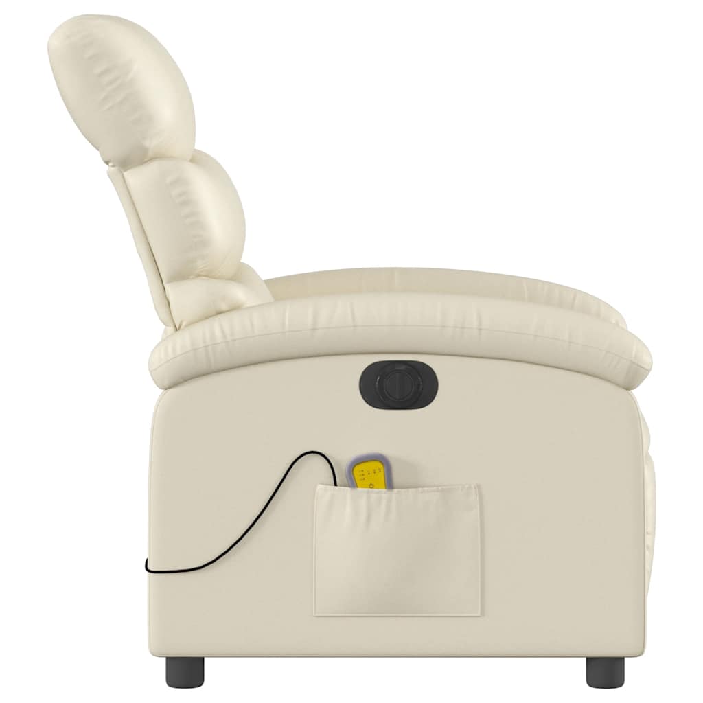 Massagestoel verstelbaar elektrisch kunstleer crèmekleurig is nu te koop bij PeponiXL, paradijselijk wonen!