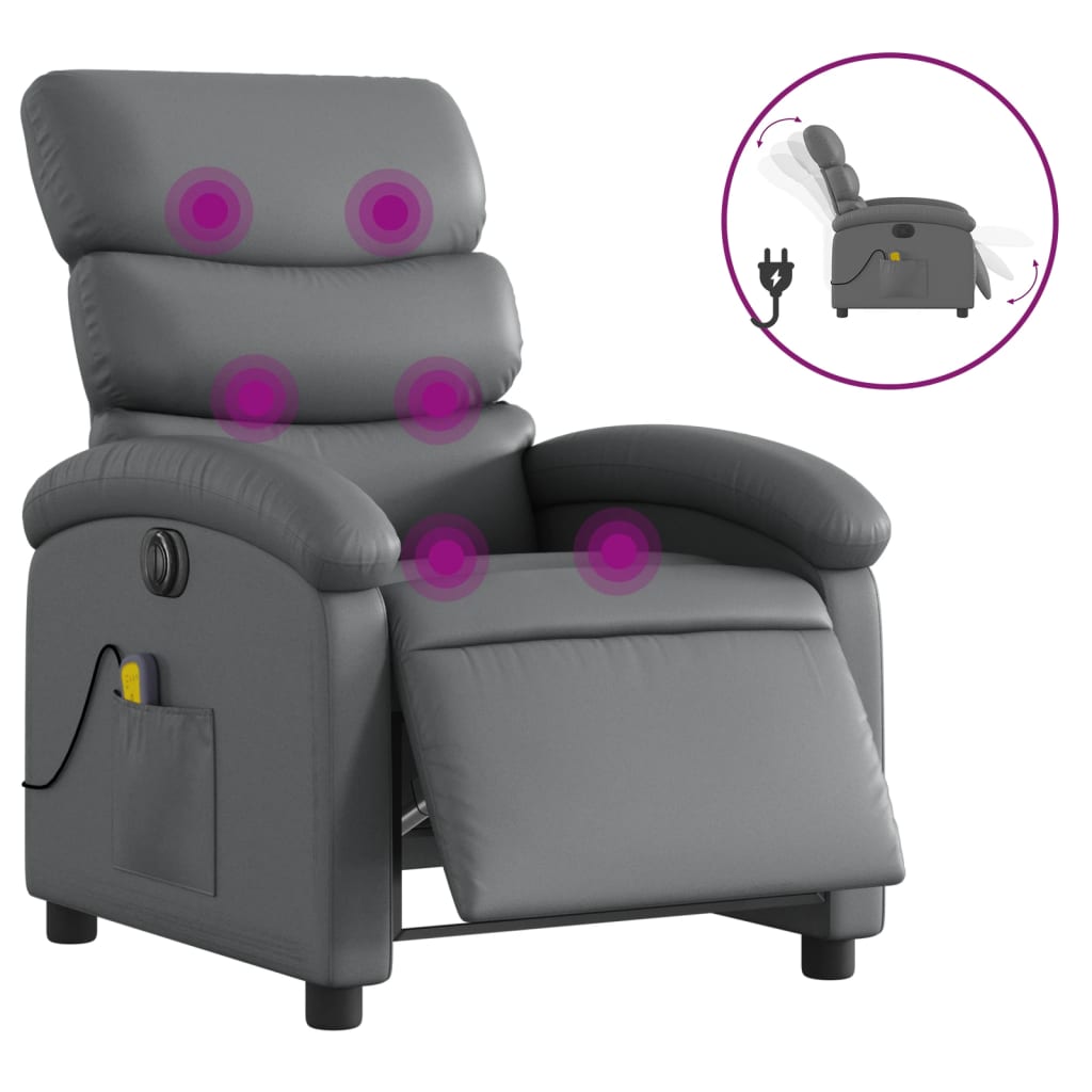 Massagestoel verstelbaar elektrisch kunstleer grijs is nu te koop bij PeponiXL, paradijselijk wonen!