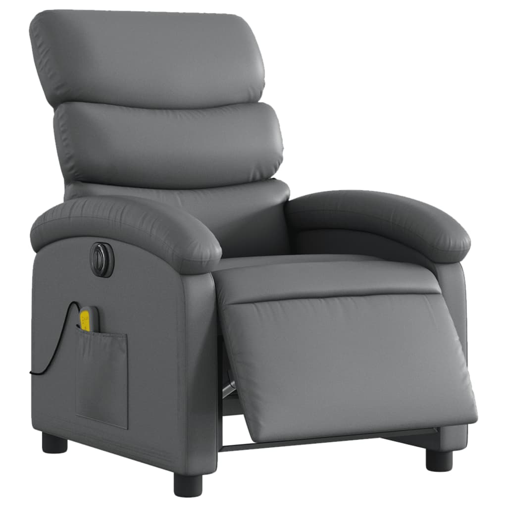 Massagestoel verstelbaar elektrisch kunstleer grijs is nu te koop bij PeponiXL, paradijselijk wonen!