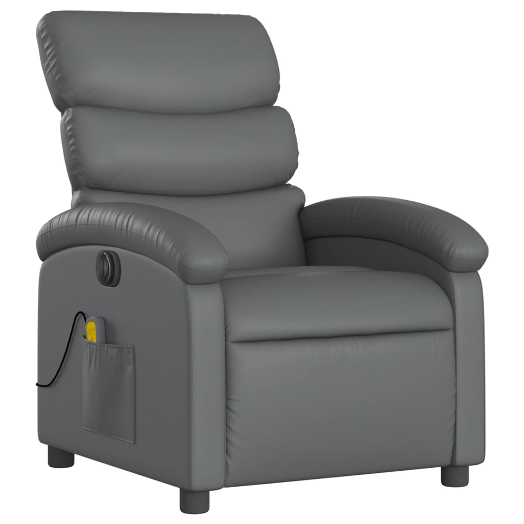 Massagestoel verstelbaar elektrisch kunstleer grijs is nu te koop bij PeponiXL, paradijselijk wonen!