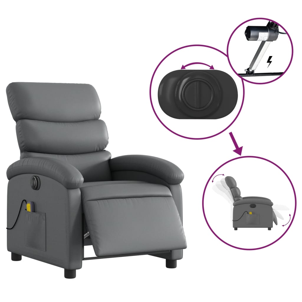 Massagestoel verstelbaar elektrisch kunstleer grijs is nu te koop bij PeponiXL, paradijselijk wonen!
