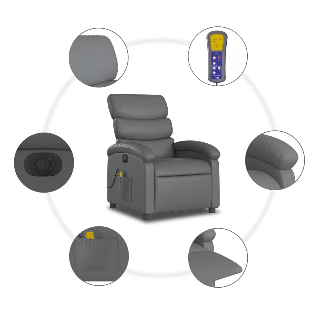 Massagestoel verstelbaar elektrisch kunstleer grijs is nu te koop bij PeponiXL, paradijselijk wonen!