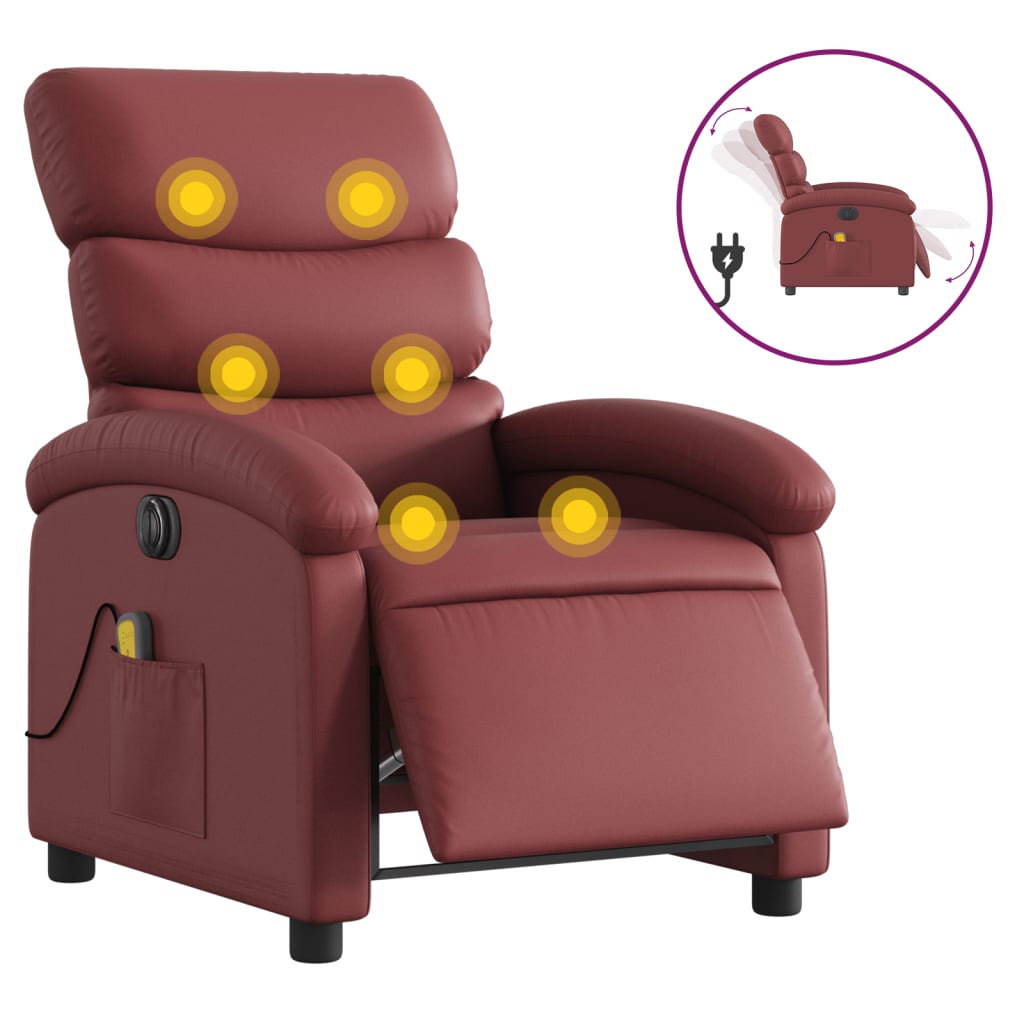 Massagestoel verstelbaar elektrisch kunstleer wijnrood is nu te koop bij PeponiXL, paradijselijk wonen!