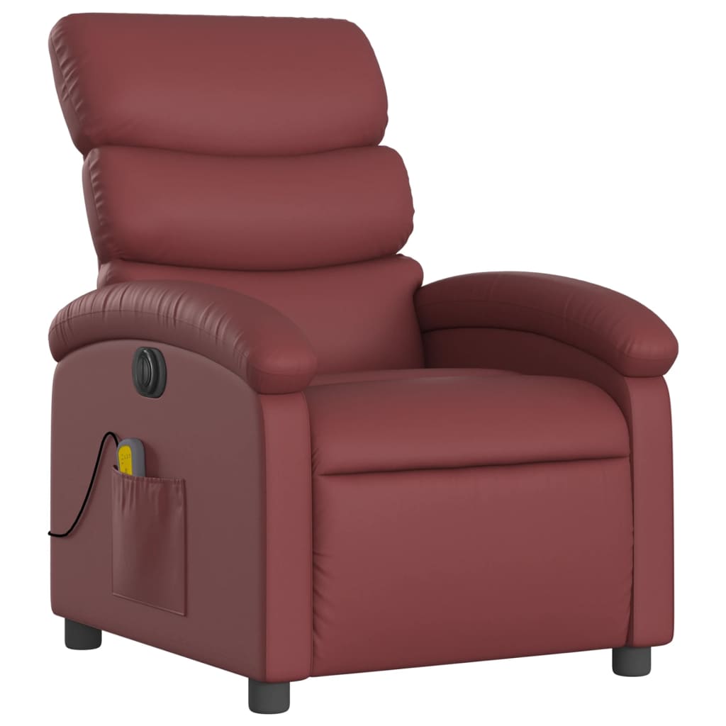 Massagestoel verstelbaar elektrisch kunstleer wijnrood is nu te koop bij PeponiXL, paradijselijk wonen!