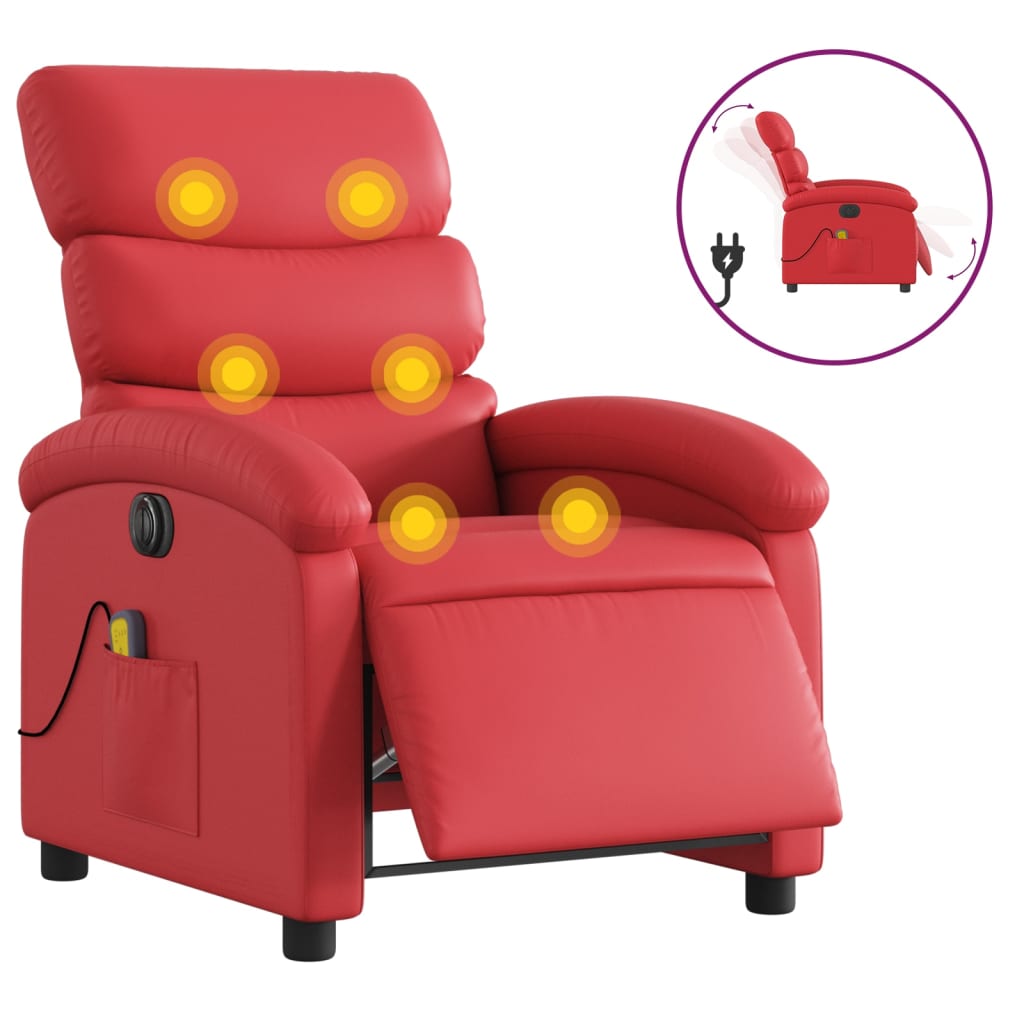Massagestoel verstelbaar elektrisch kunstleer rood is nu te koop bij PeponiXL, paradijselijk wonen!