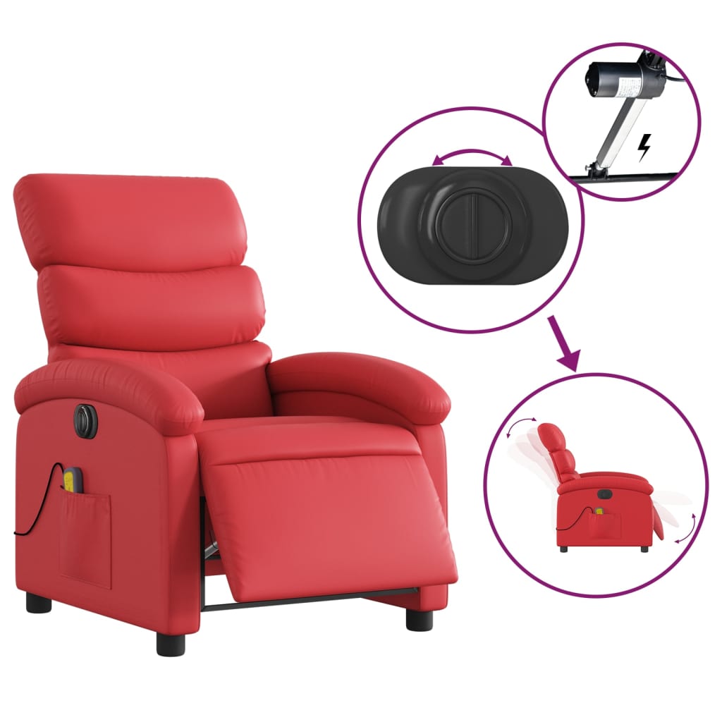 Massagestoel verstelbaar elektrisch kunstleer rood is nu te koop bij PeponiXL, paradijselijk wonen!