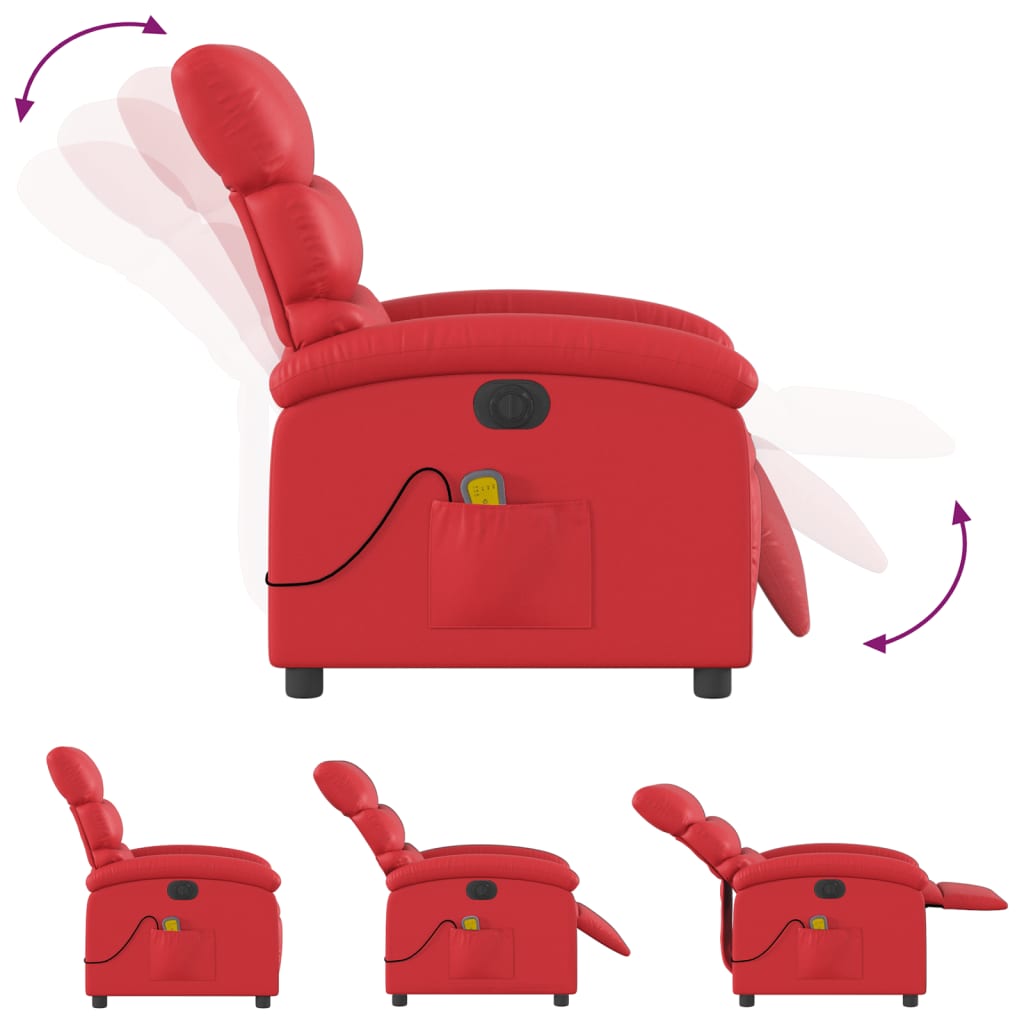 Massagestoel verstelbaar elektrisch kunstleer rood is nu te koop bij PeponiXL, paradijselijk wonen!