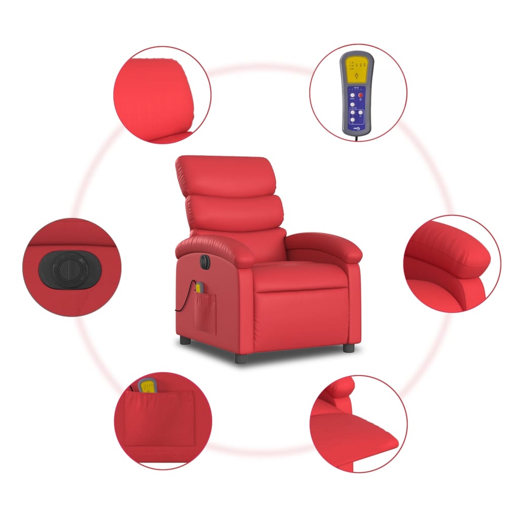 Massagestoel verstelbaar elektrisch kunstleer rood is nu te koop bij PeponiXL, paradijselijk wonen!