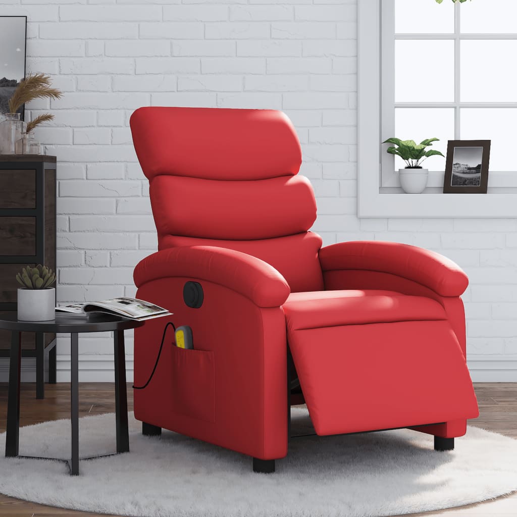 Massagestoel verstelbaar elektrisch kunstleer rood is nu te koop bij PeponiXL, paradijselijk wonen!