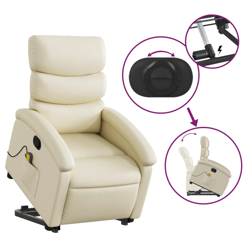 Sta-op-massagestoel verstelbaar kunstleer crèmekleurig is nu te koop bij PeponiXL, paradijselijk wonen!