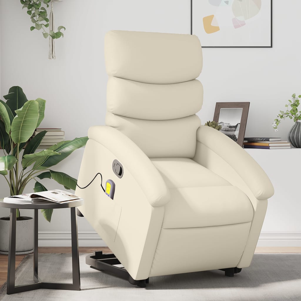 Sta-op-massagestoel verstelbaar kunstleer crèmekleurig is nu te koop bij PeponiXL, paradijselijk wonen!