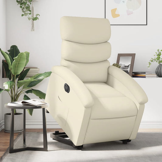 Sta-op-stoel elektrisch kunstleer crèmekleurig is nu te koop bij PeponiXL, paradijselijk wonen!