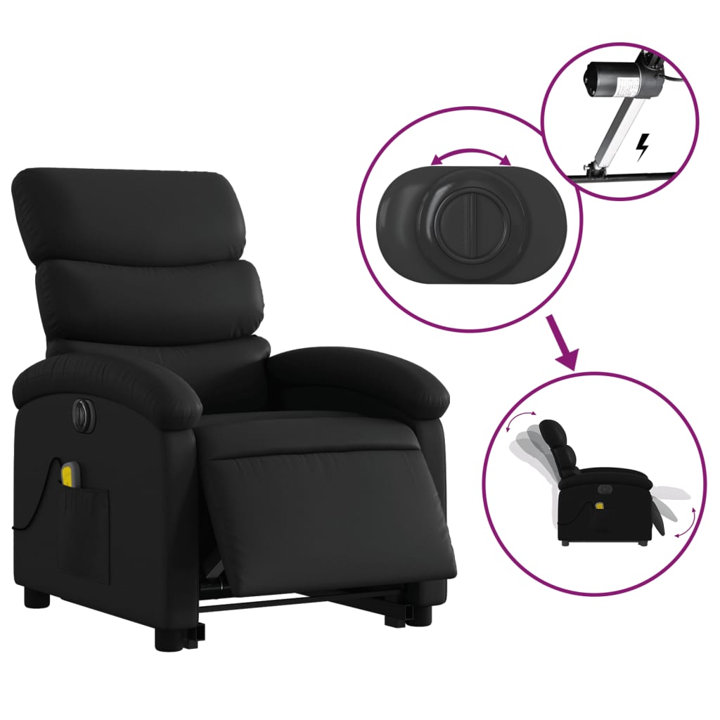 Sta-op-massagestoel elektrisch kunstleer zwart is nu te koop bij PeponiXL, paradijselijk wonen!