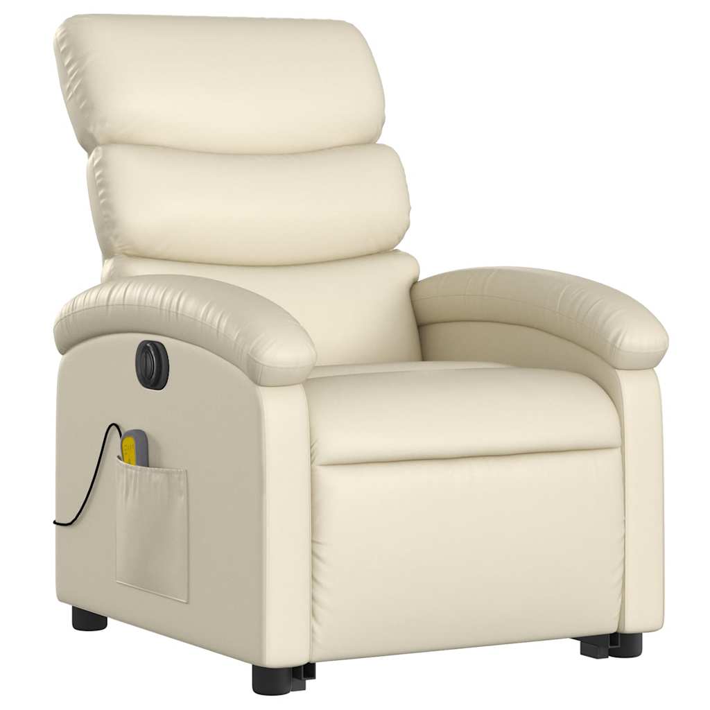 Sta-op-massagestoel elektrisch kunstleer crèmekleurig is nu te koop bij PeponiXL, paradijselijk wonen!