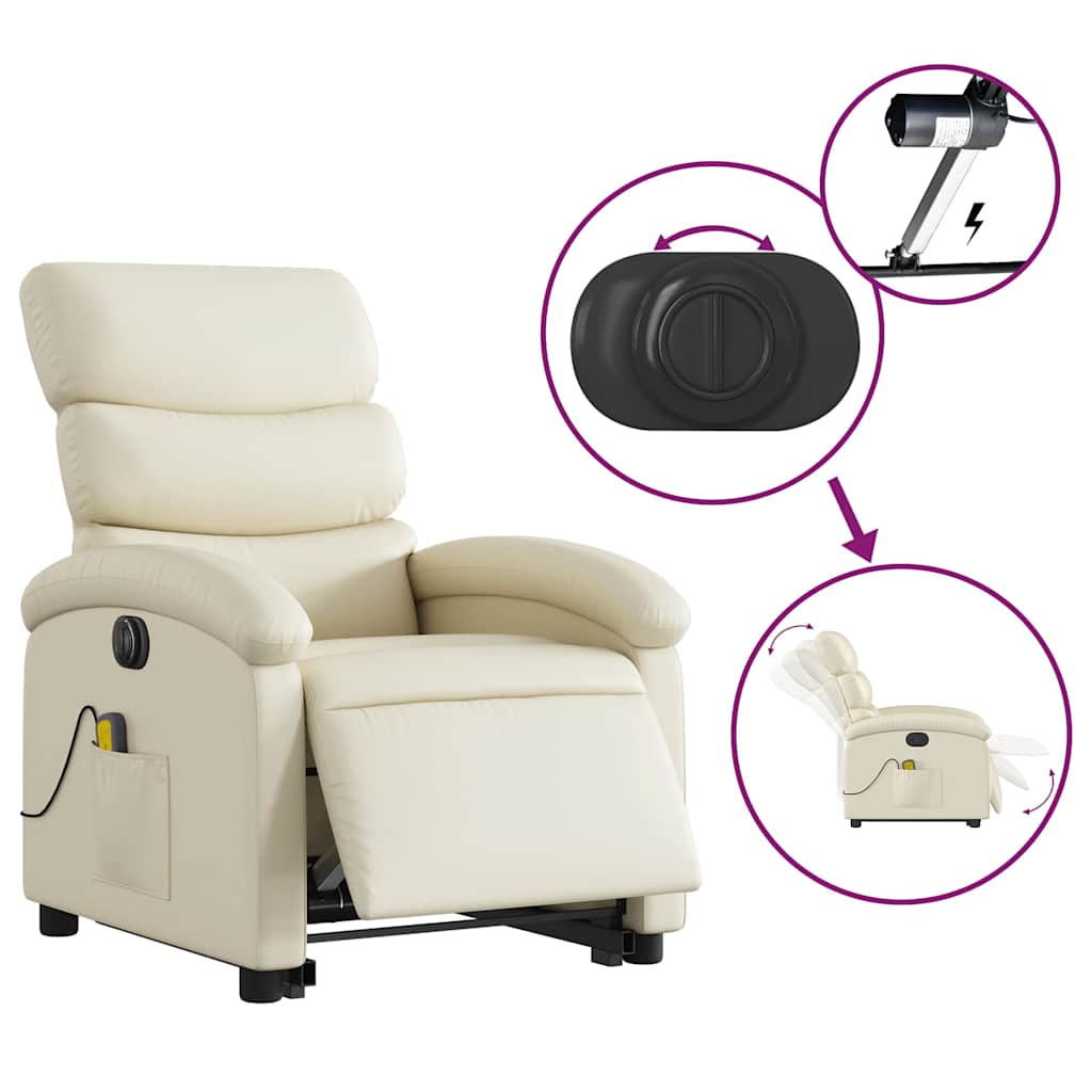 Sta-op-massagestoel elektrisch kunstleer crèmekleurig is nu te koop bij PeponiXL, paradijselijk wonen!