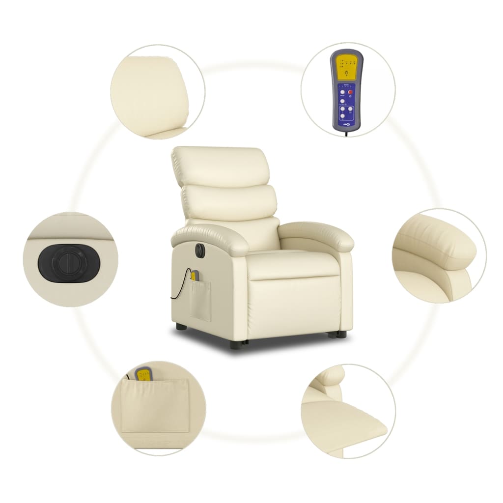 Sta-op-massagestoel elektrisch kunstleer crèmekleurig is nu te koop bij PeponiXL, paradijselijk wonen!