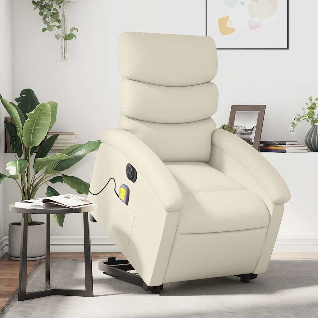 Sta-op-massagestoel elektrisch kunstleer crèmekleurig is nu te koop bij PeponiXL, paradijselijk wonen!