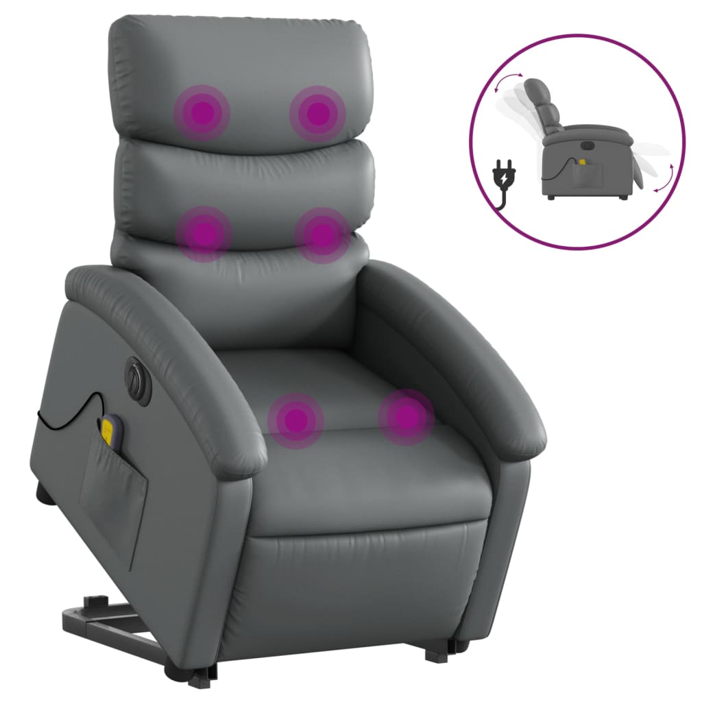 Sta-op-massagestoel elektrisch kunstleer grijs is nu te koop bij PeponiXL, paradijselijk wonen!