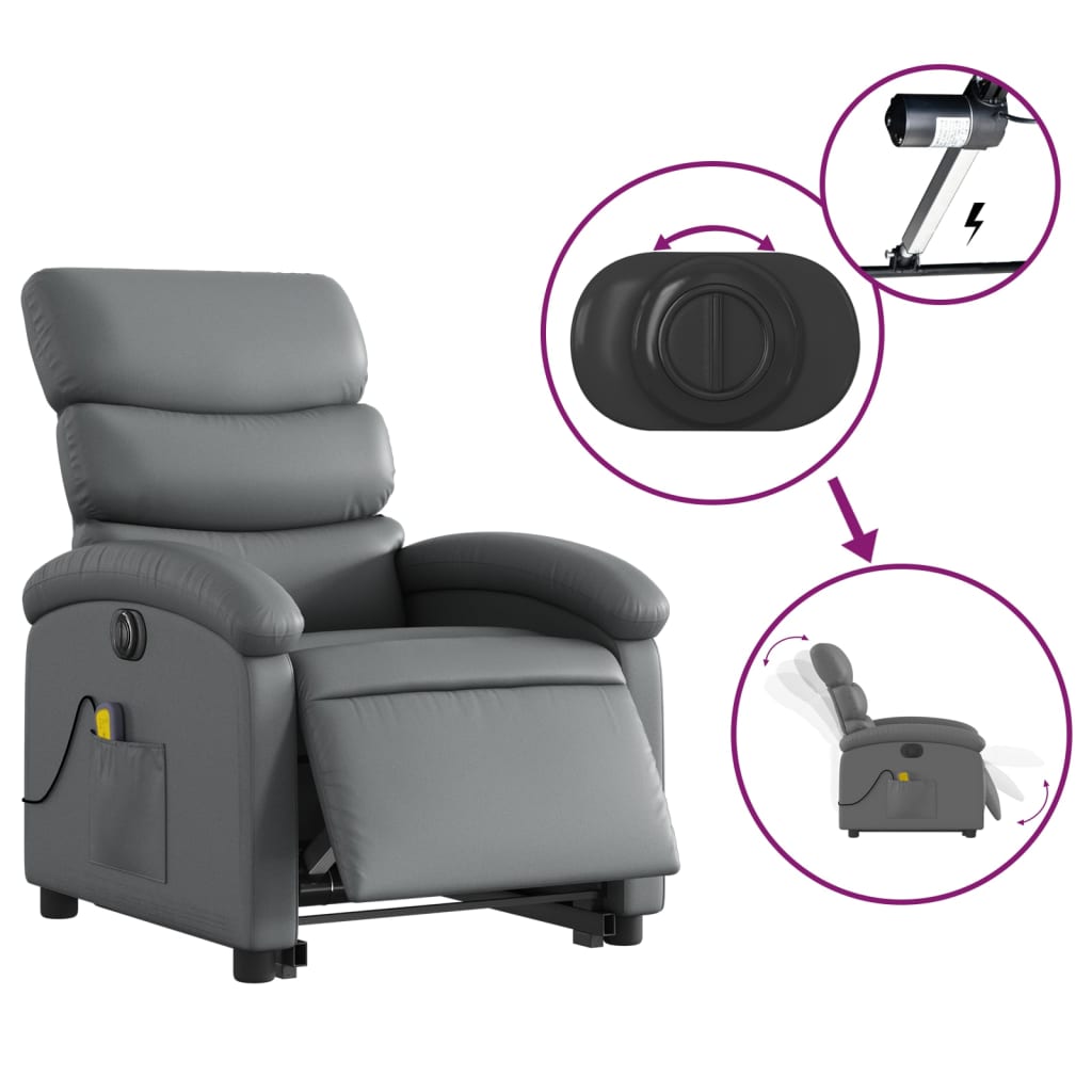 Sta-op-massagestoel elektrisch kunstleer grijs is nu te koop bij PeponiXL, paradijselijk wonen!
