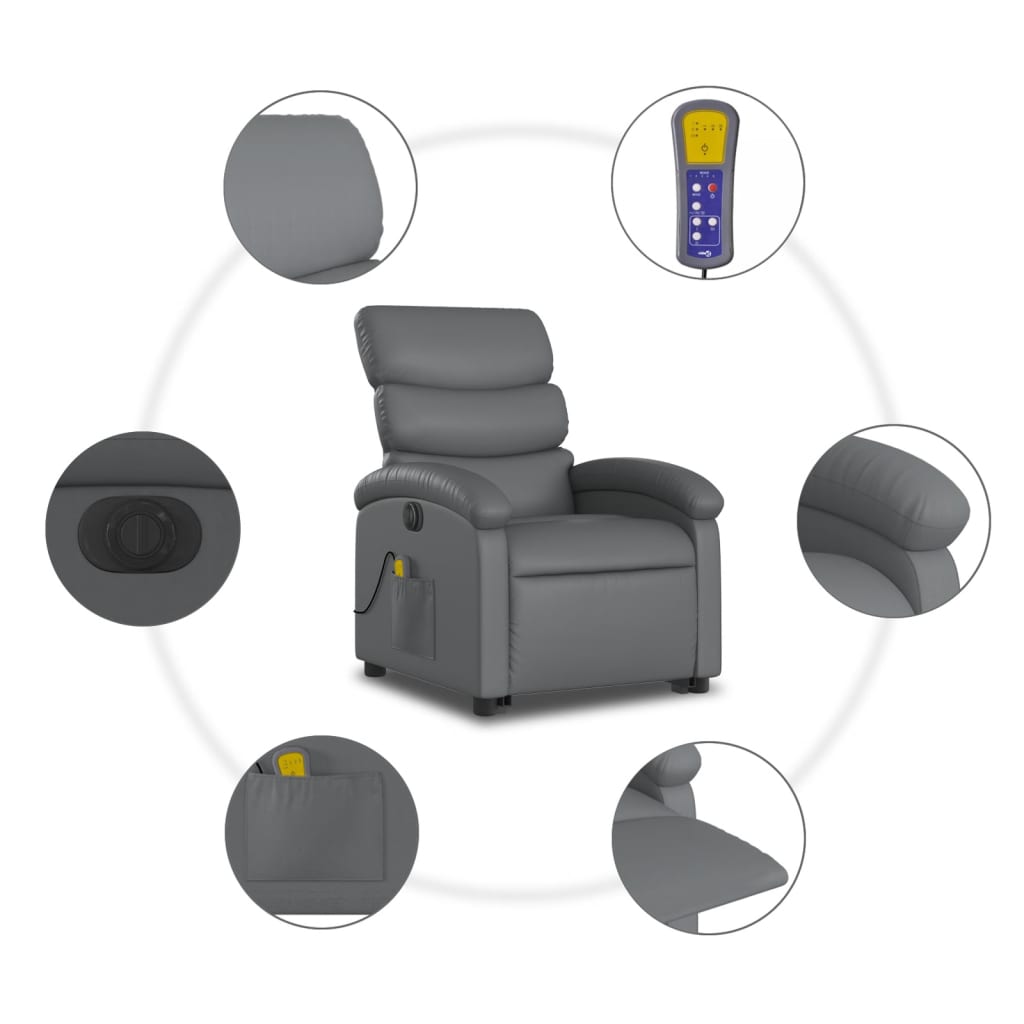 Sta-op-massagestoel elektrisch kunstleer grijs is nu te koop bij PeponiXL, paradijselijk wonen!