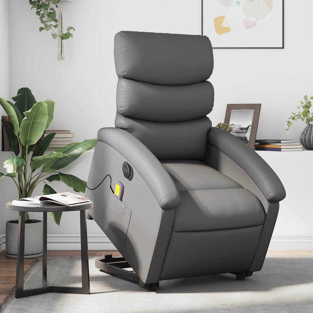 Sta-op-massagestoel elektrisch kunstleer grijs is nu te koop bij PeponiXL, paradijselijk wonen!