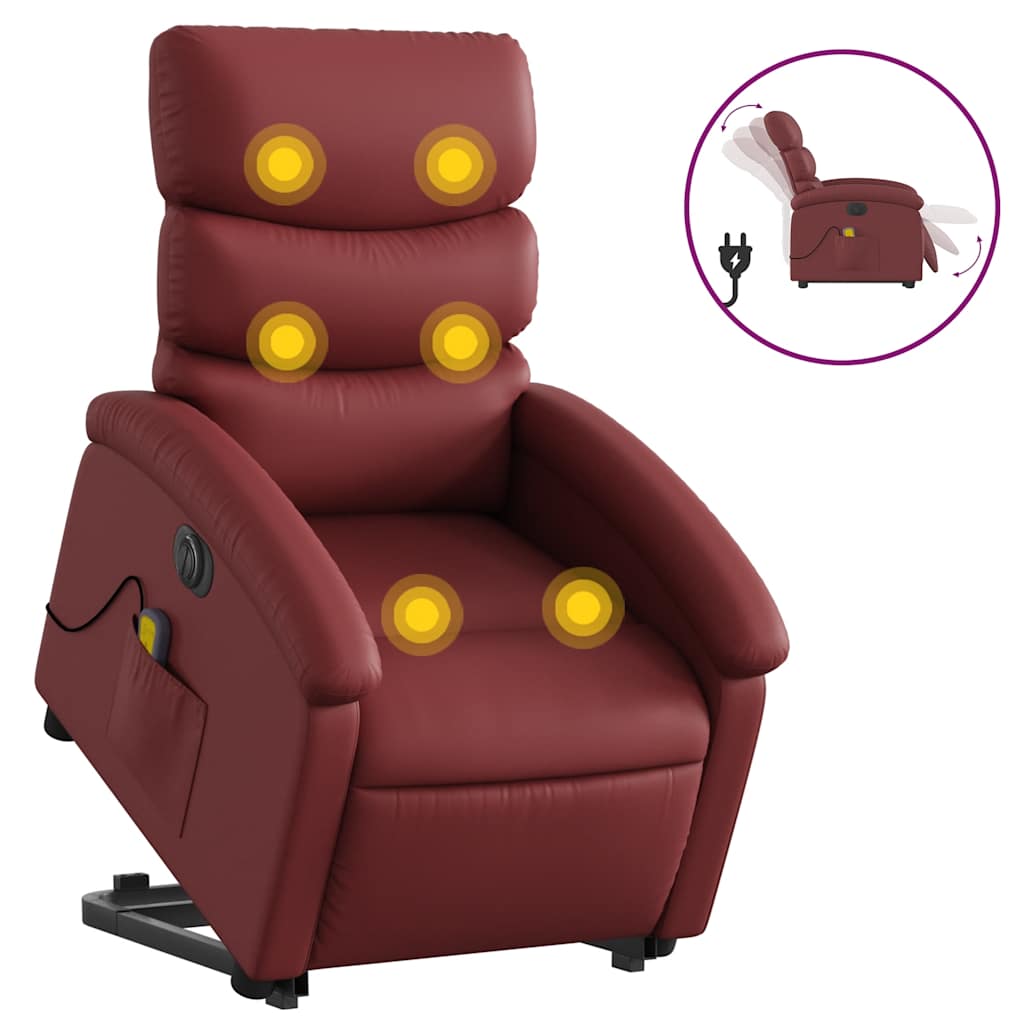 Sta-op-massagestoel elektrisch kunstleer wijnrood is nu te koop bij PeponiXL, paradijselijk wonen!