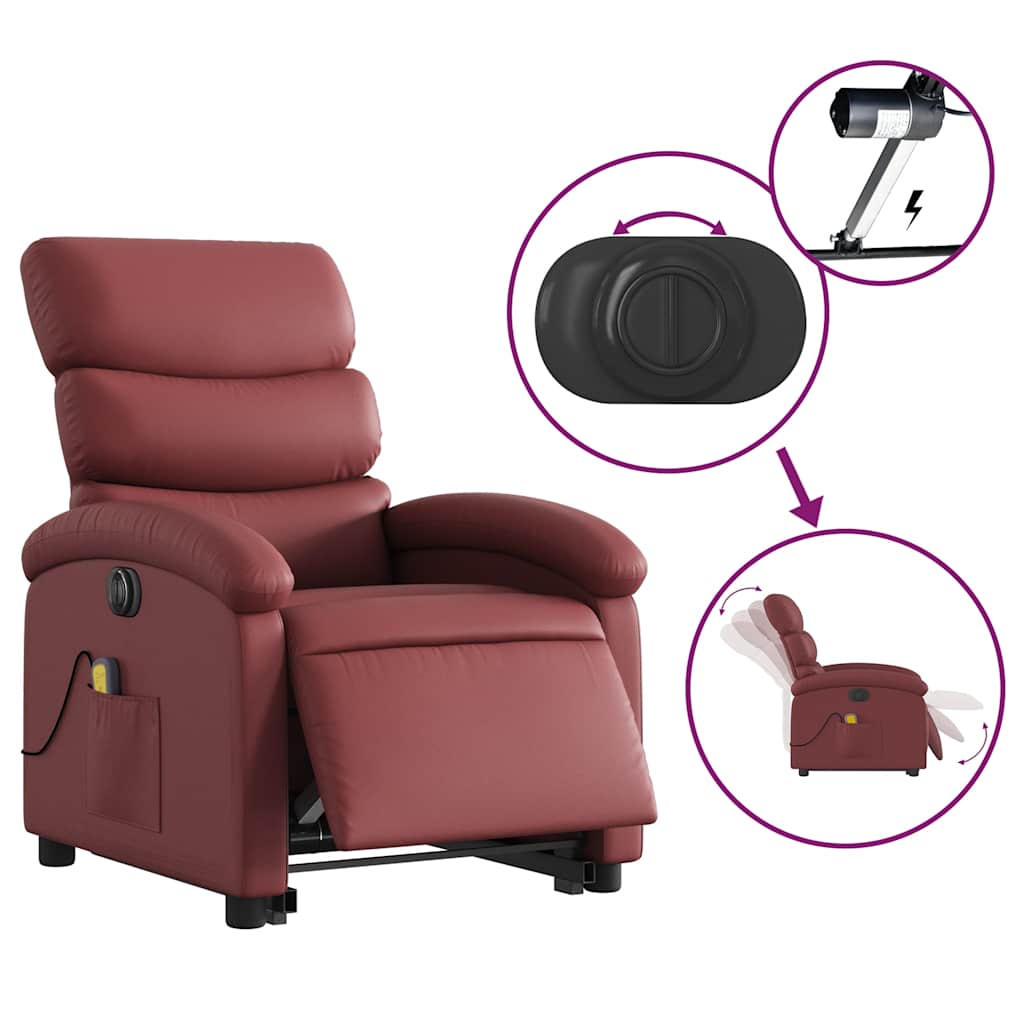 Sta-op-massagestoel elektrisch kunstleer wijnrood is nu te koop bij PeponiXL, paradijselijk wonen!