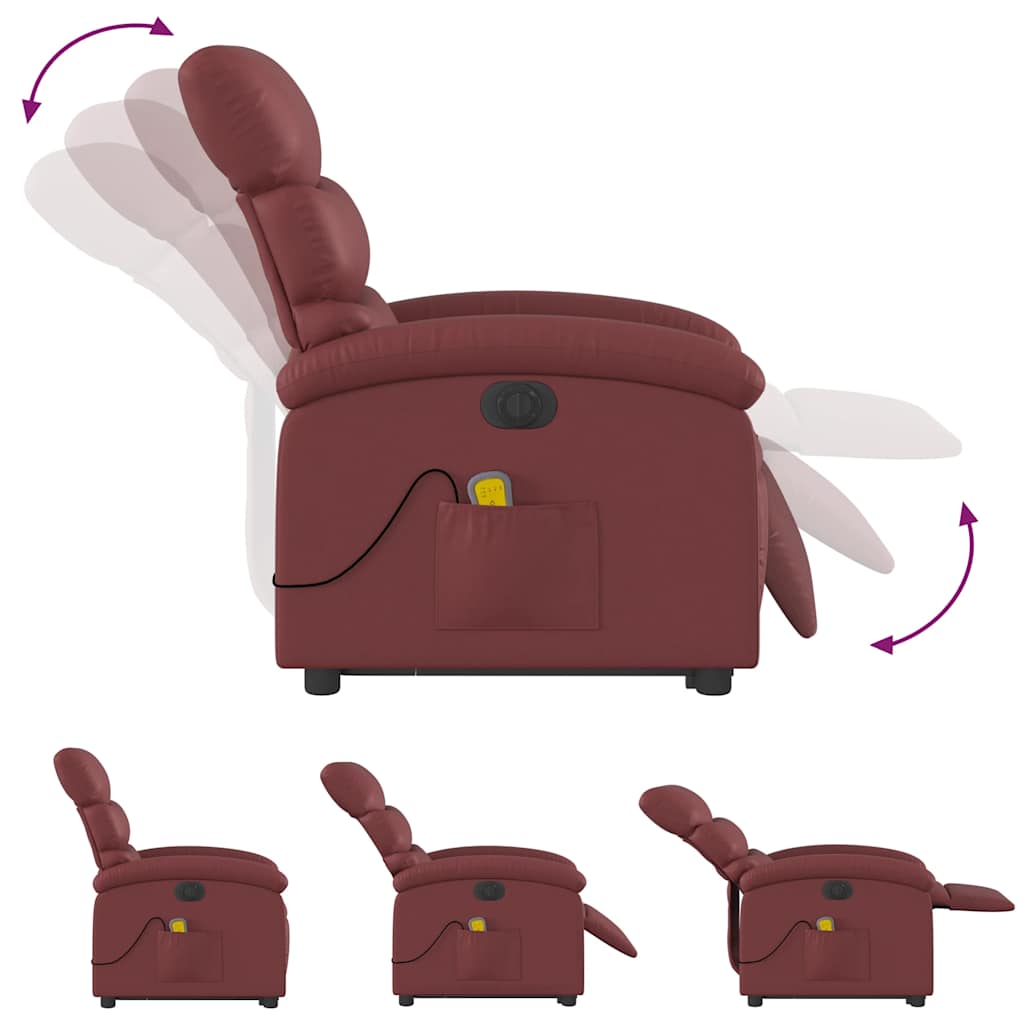 Sta-op-massagestoel elektrisch kunstleer wijnrood is nu te koop bij PeponiXL, paradijselijk wonen!
