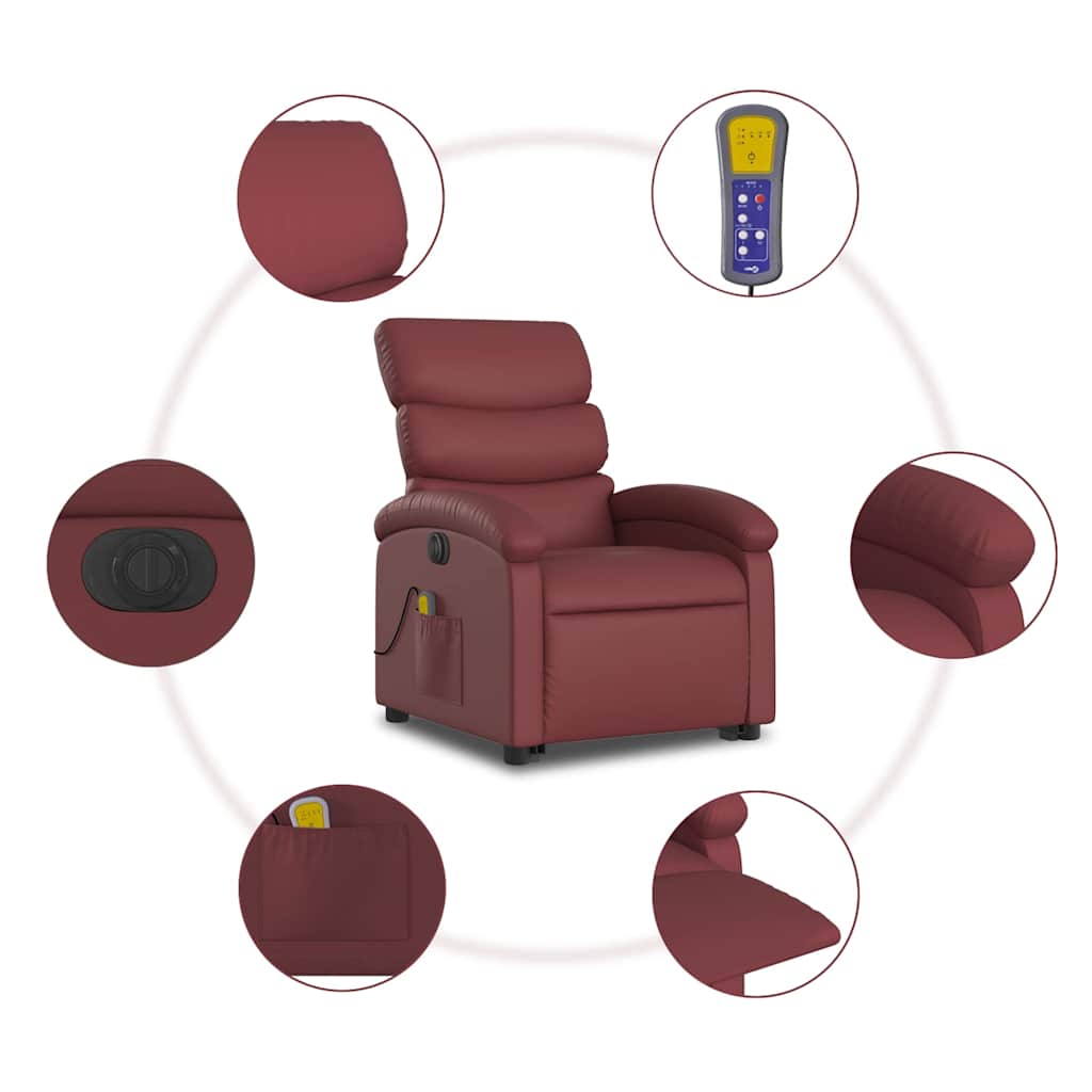 Sta-op-massagestoel elektrisch kunstleer wijnrood is nu te koop bij PeponiXL, paradijselijk wonen!