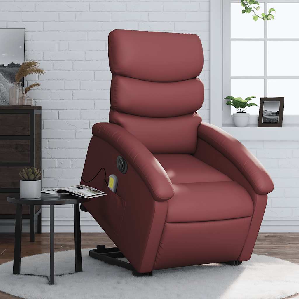 Sta-op-massagestoel elektrisch kunstleer wijnrood is nu te koop bij PeponiXL, paradijselijk wonen!