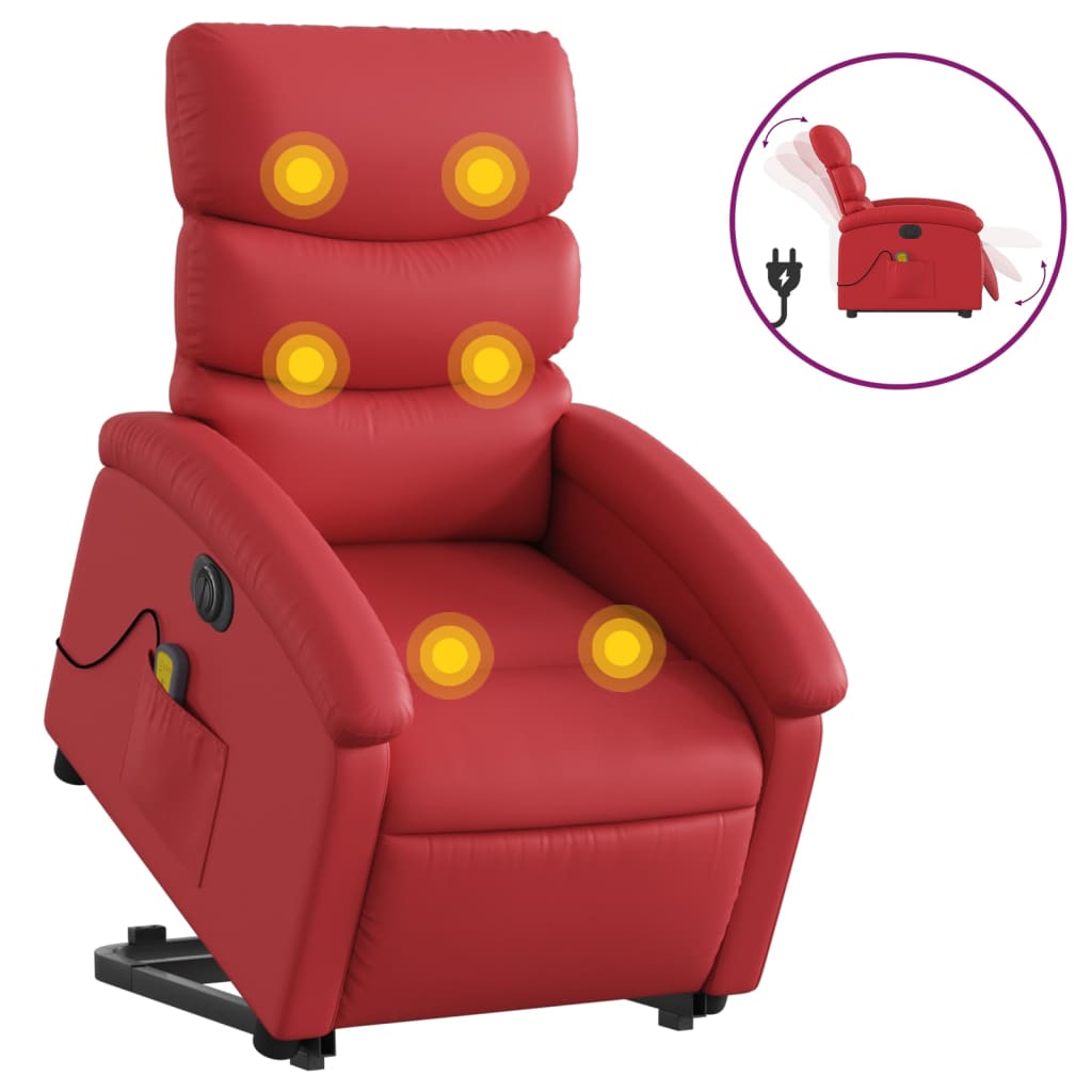 Sta-op-massagestoel elektrisch kunstleer rood is nu te koop bij PeponiXL, paradijselijk wonen!