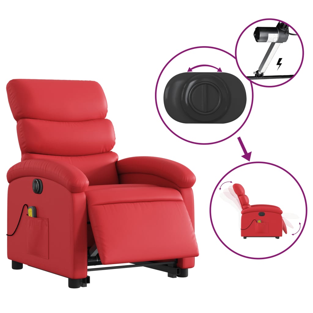Sta-op-massagestoel elektrisch kunstleer rood is nu te koop bij PeponiXL, paradijselijk wonen!