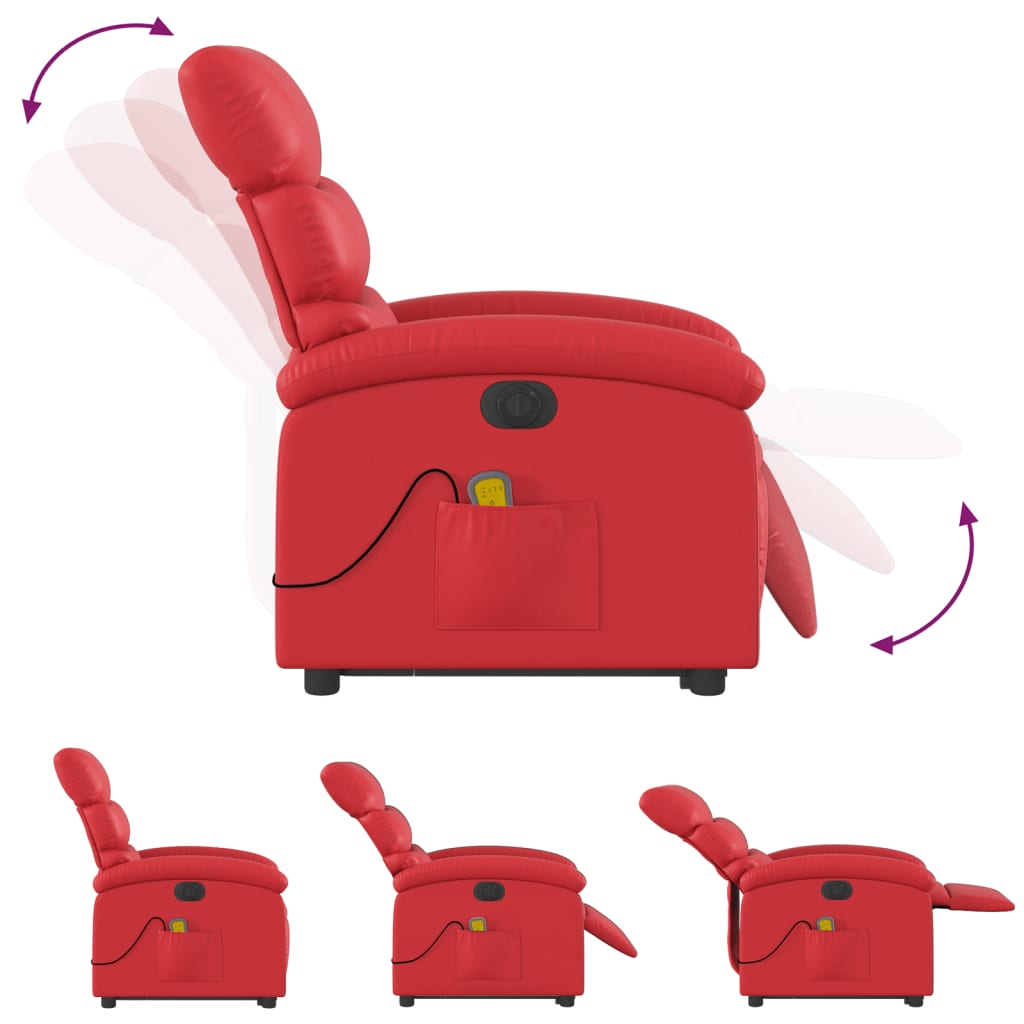 Sta-op-massagestoel elektrisch kunstleer rood is nu te koop bij PeponiXL, paradijselijk wonen!