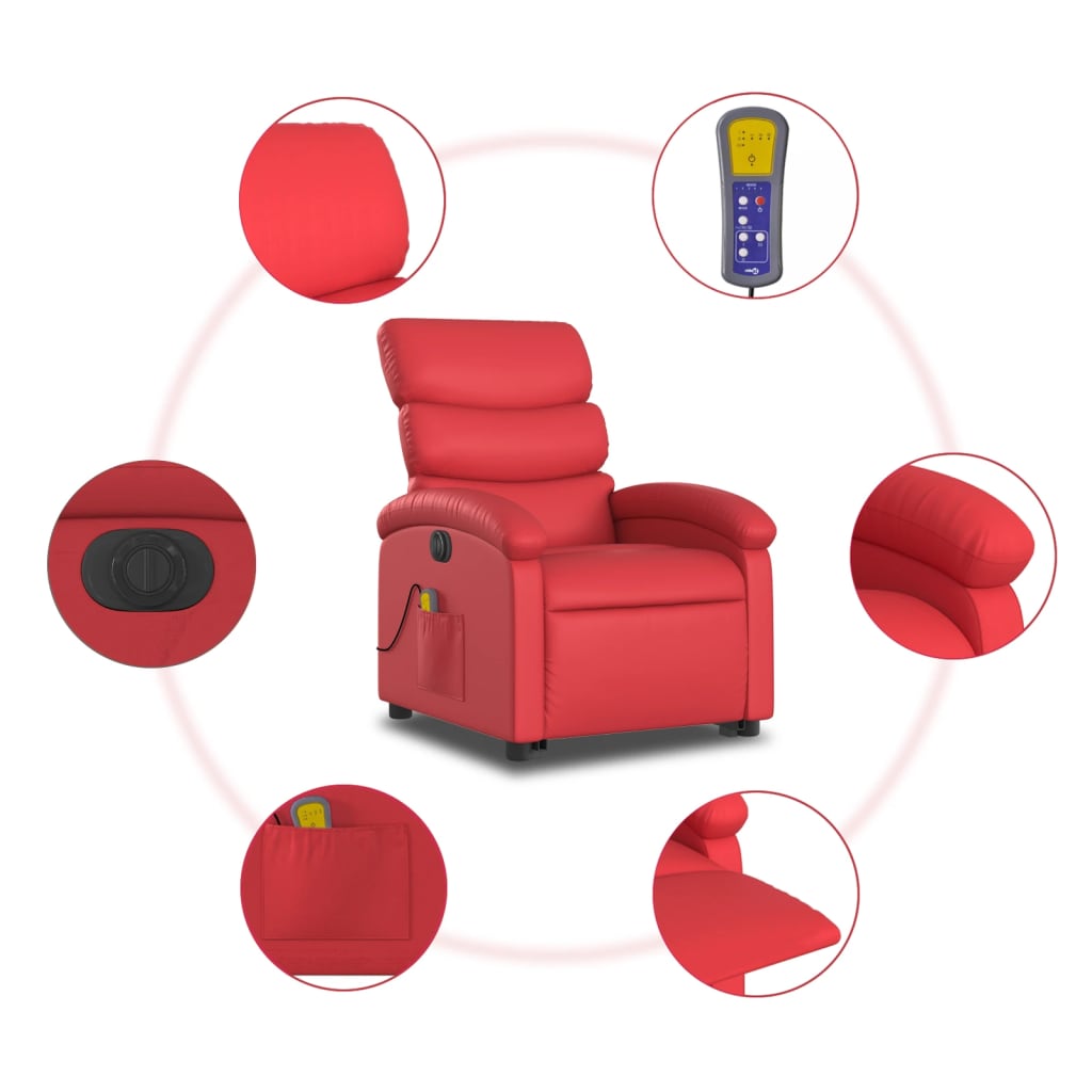 Sta-op-massagestoel elektrisch kunstleer rood is nu te koop bij PeponiXL, paradijselijk wonen!