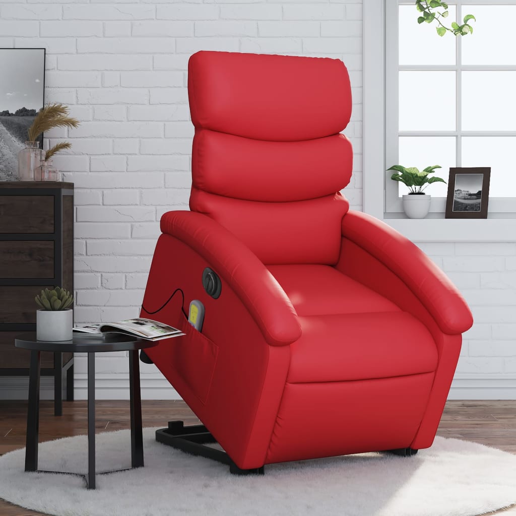Sta-op-massagestoel elektrisch kunstleer rood is nu te koop bij PeponiXL, paradijselijk wonen!