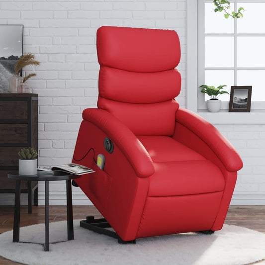 Sta-op-massagestoel elektrisch kunstleer rood is nu te koop bij PeponiXL, paradijselijk wonen!