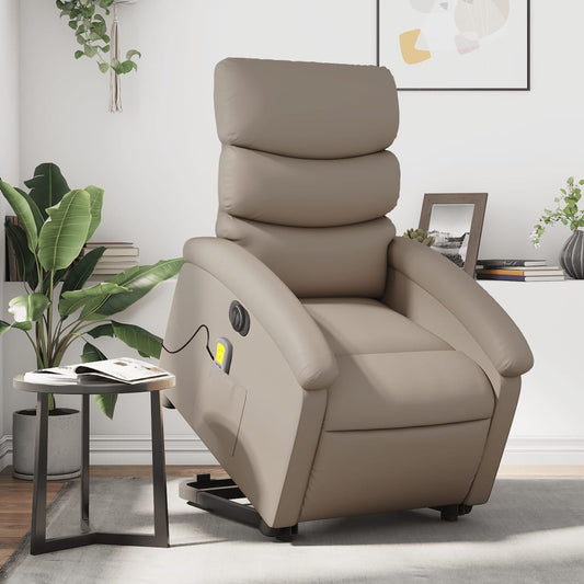 Sta-op-massagestoel elektrisch kunstleer cappuccinokleurig is nu te koop bij PeponiXL, paradijselijk wonen!