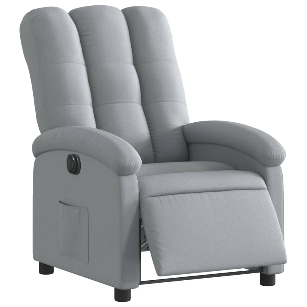 Fauteuil elektrisch verstelbaar stof lichtgrijs is nu te koop bij PeponiXL, paradijselijk wonen!